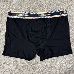 Burberry Black Boxer Briefs with Patterned Waistband
